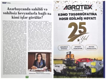 Sialə Rüstəmovanın "Aqro Jurnal"da məqaləsi dərc edilib