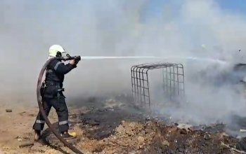 Bakıda açıq ərazidə yanğın